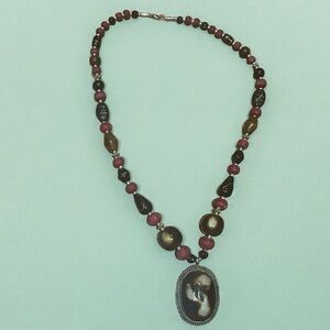Red/Brown/Black Long beaded necklace